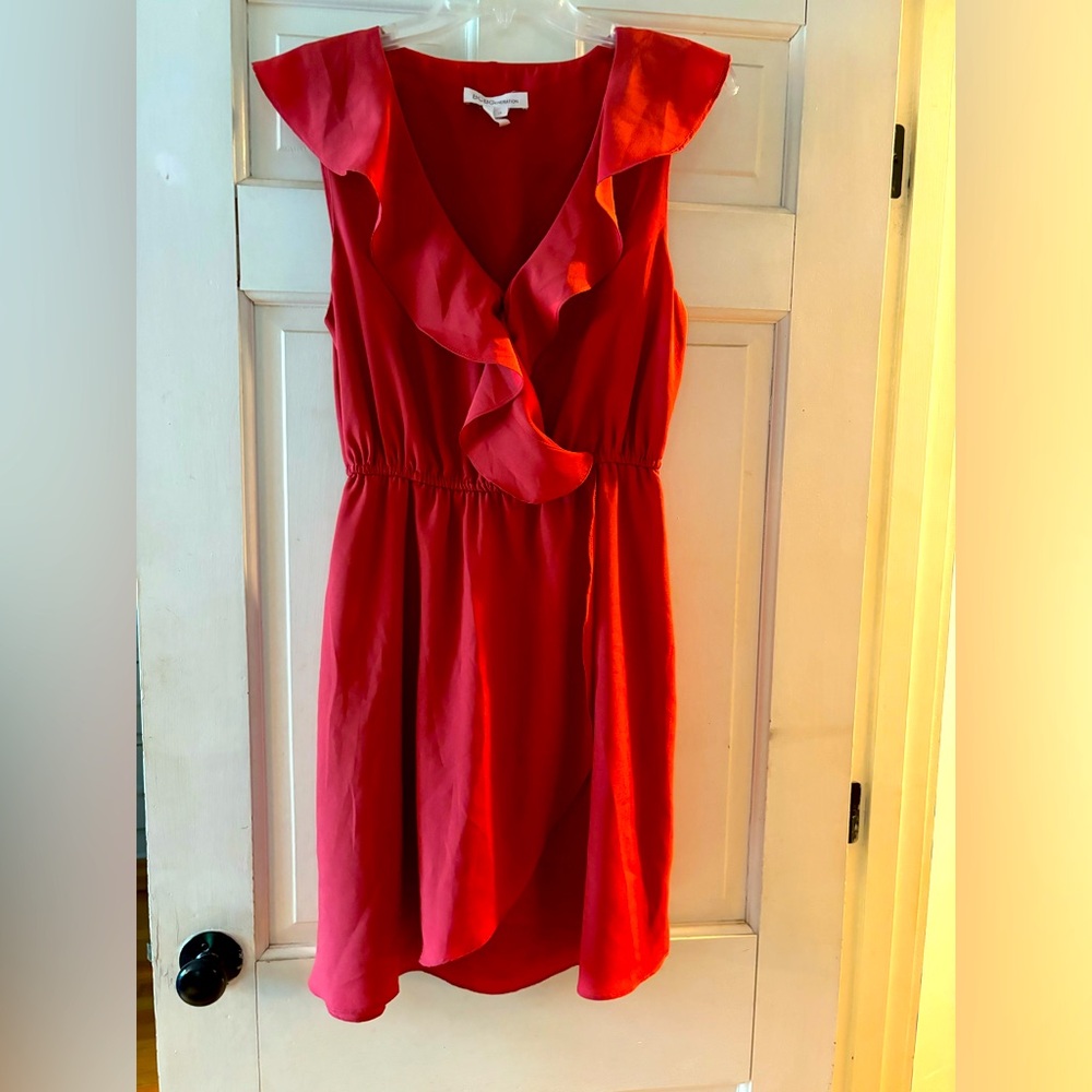 BCBGeneration maroon wrap look dress, medium. Pockets!